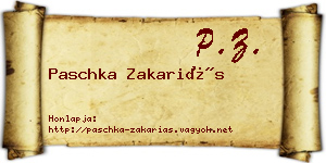 Paschka Zakariás névjegykártya